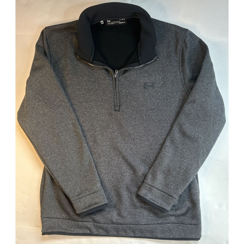 Under Armour Golf Sweater Fleece 1/4 Zip Men's Size L Gray Black Striped Loose